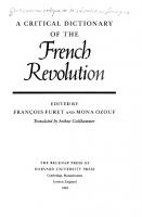 A Critical Dictionary of the French Revolution
 9780674177284, 0674177282