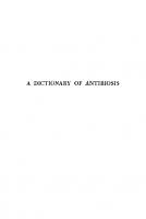 A Dictionary of Antibiosis
 9780231876919