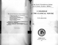 A Grammar of the Classical Newārī
