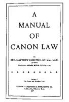 A Manual of Canon Law