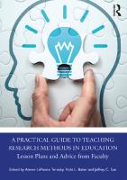 A Practical Guide to Teaching Research Methods in Education: Lesson Plans and Advice from Faculty [1 ed.]
 1032186739, 9781032186733