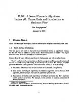 A Second Course in Algorithms Lecture Notes (Stanford CS261)