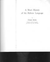 A short history of the Hebrew language