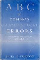 ABC of Common Grammatical Errors for Learners and Teachers of English (Complete and Properly Bookmarked) [1 ed.]
 033356734X, 9780333567340