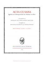 Acta Cusana. Quellen zur Lebensgeschichte des Nikolaus von Kues. Band II, Lieferung 5: 1456 Juni 1 - 1457 Mai 31.
 9783787342914, 9783787336821