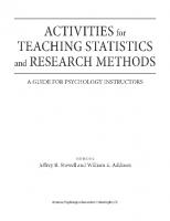 Activities for Teaching Statistics and Research Methods: A Guide for Psychology Instructors [1 ed.]
 143382714X, 9781433827143