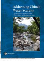 Addressing China's Water Scarcity : A Synthesis of Recommendations for Selected Water Resource Management Issues [1 ed.]
 9780821378250, 9780821376454