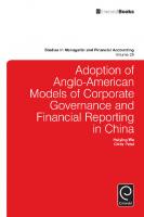 Adoption of Anglo-American Models of Corporate Governance and Financial Reporting in China
 9781783508976, 9781783508983