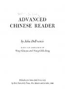 Advanced Chinese Reader [1 ed.]
 9780300010831