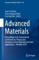 Advanced Materials: Proceedings of the International Conference on “Physics and Mechanics of New Materials and Their Applications”, PHENMA 2018 [1st ed.]
 978-3-030-19893-0;978-3-030-19894-7