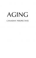 Aging: Canadian Perspectives
 9781442602342