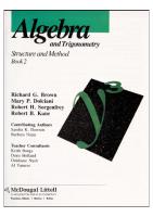 Algebra and Trigonometry: Structure and Method - Book 2
 0395977258, 9780395977255