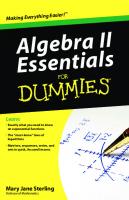 Algebra II Essentials For Dummies (For Dummies (Math & Science)) [1 ed.]
 047061840X, 9780470618400