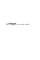 Althusser, The Infinite Farewell
 9780822372141