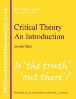 An Introduction to Critical Theory
 9781847600189