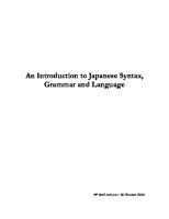 An introduction to Japanese - Syntax, Grammar & Language
 9081507117, 9789081507110