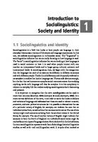 An Introduction to Sociolinguistics: Society and Identity
 9781350934184, 9781441100283