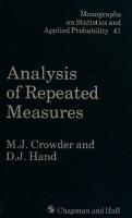 Analysis of Repeated Measures [1 ed.]
 041231830X, 9780412318306