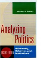 Analyzing Politics: Rationality, Behavior and Instititutions, 2nd Edition (New Institutionalism in American Politics) [2 ed.]
 0393935078, 9780393935073