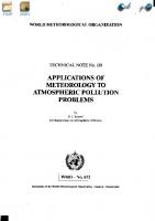 Applications of Meteorology to Atmospheric Pollution Problems