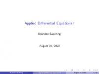 Applied Differential Equations Lecture Notes