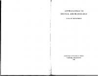 Approaches to Social Archaeology
 0-674-04165-8