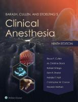 Barash, Cullen, and Stoelting's Clinical Anesthesia [9 ed.]
 1975199073, 9781975199074, 9781975199081