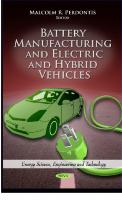 Battery Manufacturing and Electric and Hybrid Vehicles [1 ed.]
 9781614706809, 9781614705833