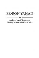 Be-Ron Yaḥad: Studies in Jewish Thought and Theology in Honor of Nehemia Polen
 9781644690208
