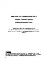 Beginning and Intermediate Algebra Student Solutions Manual