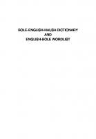 Bole-English-Hausa Dictionary and English-Bole Wordlist
 9780520961470