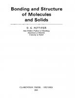 Bonding and Structure of Molecules and Solids
 0198517866, 9780198517863