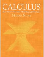 Calculus: An Intuitive and Physical Approach [2 ed.]
 0-486-40453-6, 978-0-486-40453-0