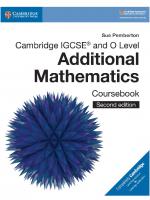 Cambridge IGCSE® and O Level Additional Mathematics Coursebook
 9781108411660, 1108411665