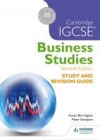 Cambridge IGCSE Business Studies Study and Revision Guide 2nd edition
 1471856550, 9781471856556