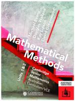 Cambridge Senior Mathematics Australian Curriculum/VCE: Mathematical Methods Units 1 & 2
 9781107520134, 1107520134