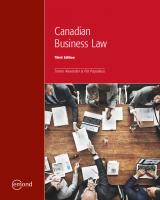 Canadian Business Law, 3rd Edition [3, 3 ed.]
 177255281X, 9781772552812