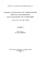 Catalogus translationum et commentariorum: Mediaeval and Renaissance Latin translations and commentaries : annotated lists and guides., Vol. 1
 8p58pd27m