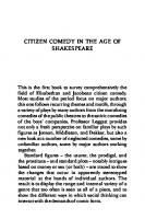 Citizen Comedy in the Age of Shakespeare
 9781487585938