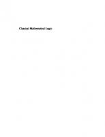 Classical Mathematical Logic: The Semantic Foundations of Logic [Course Book ed.]
 9781400841554