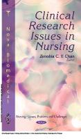 Clinical Research Issues in Nursing [1 ed.]
 9781617287404, 9781616689377
