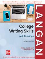 College Writing Skills with Readings [11 ed.]
 1265226598, 9781265226596