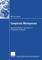 Complexity Management: Optimizing Product Architecture of Industrial Products
 3835008668, 9783835008663