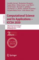 Computational Science and Its Applications – ICCSA 2020: 20th International Conference, Cagliari, Italy, July 1–4, 2020, Proceedings, Part II [1st ed.]
 9783030588014, 9783030588021