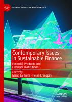 Contemporary Issues in Sustainable Finance: Financial Products and Financial Institutions (Palgrave Studies in Impact Finance)
 3030651320, 9783030651329