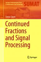 Continued Fractions and Signal Processing [1 ed.]
 3030843599, 9783030843595