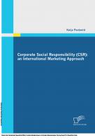 Corporate Social Responsibility (CSR): an International Marketing Approach : an International Marketing Approach [1 ed.]
 9783836646154, 9783836696159