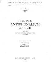 Corpus antiphonalium officii [3: Invitatoria et antiphonae]