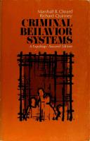 Criminal Behavior Systems: A Typology
 0030912539