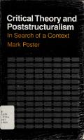 Critical theory and poststructuralism
 0801423368, 0801495881